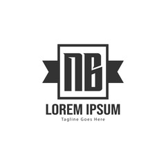 Initial NB logo template with modern frame. Minimalist NB letter logo vector illustration
