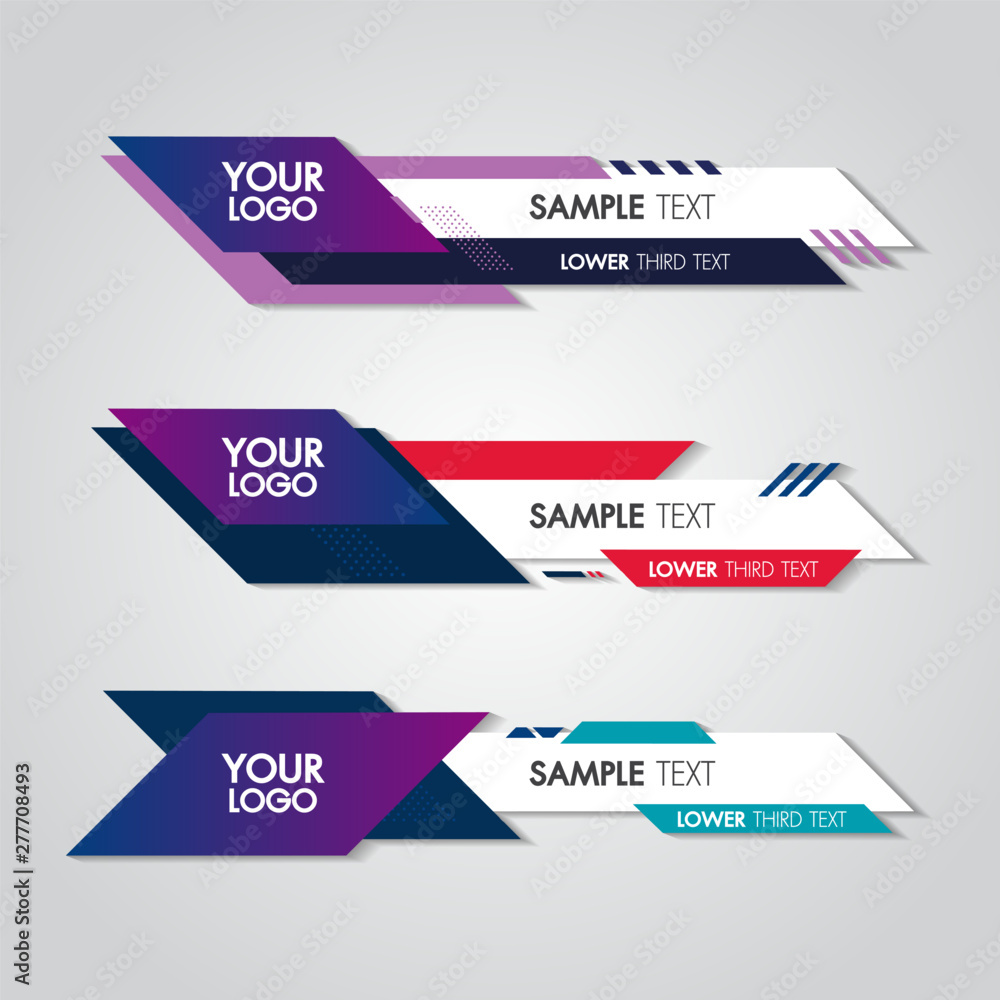Poster lower third white and colorful design template modern contemporary.set of banners bar screen broadca