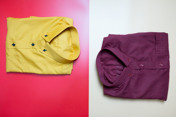 A collection of Men classic folded cotton shirt (red and yellow)