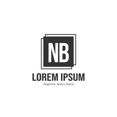 Initial NB logo template with modern frame. Minimalist NB letter logo vector illustration