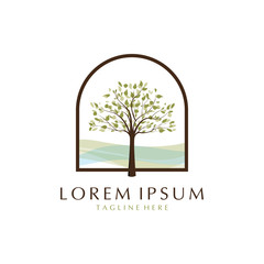 Obraz premium Tree leave branch window logo