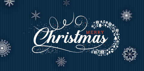 Merry Christmas greetings at blue background