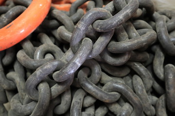 chain on blue background