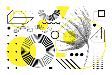 Universal trend halftone geometric shapes set