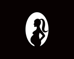 pregnant woman line art symbols template