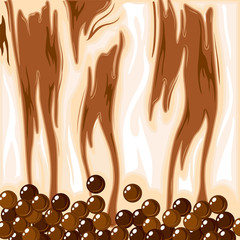 Vector of bubble tea in brown sugar milk tea for background