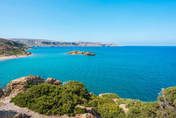 Naklejka na ściany i meble Natural landscape on the Crete Island Greece, Vai beach