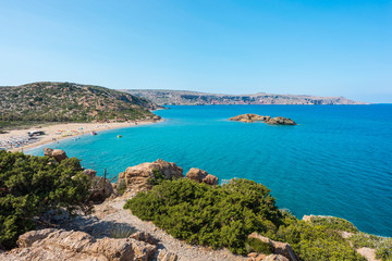 Naklejka na ściany i meble Natural landscape on the Crete Island Greece, Vai beach