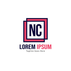 Fototapeta premium Initial NC logo template with modern frame. Minimalist NC letter logo vector illustration