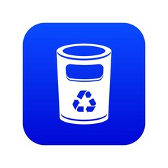 Recycling bucket icon blue vector isolated on white background