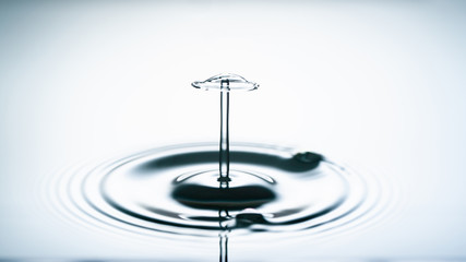 Close-up of a water drop falling on water surface