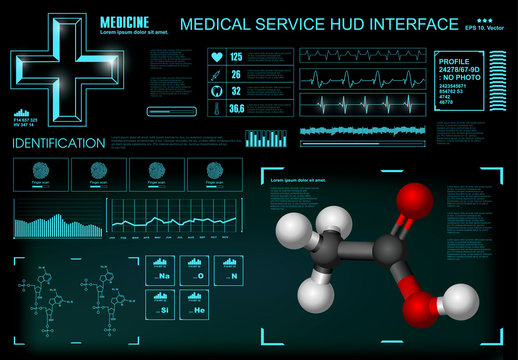 Medical service HUD, Futuristic virtual graphic touch user interface