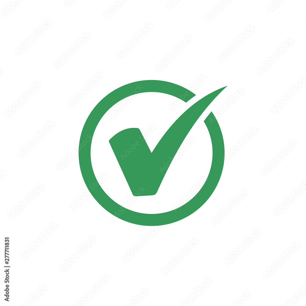 Fototapete Green check mark icon symbol template color editable vector sign isolated on white background illustration for graphic and web design.