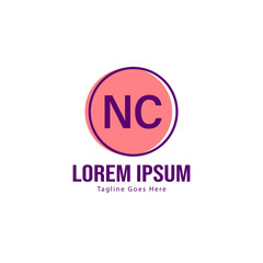 Initial NC logo template with modern frame. Minimalist NC letter logo vector illustration