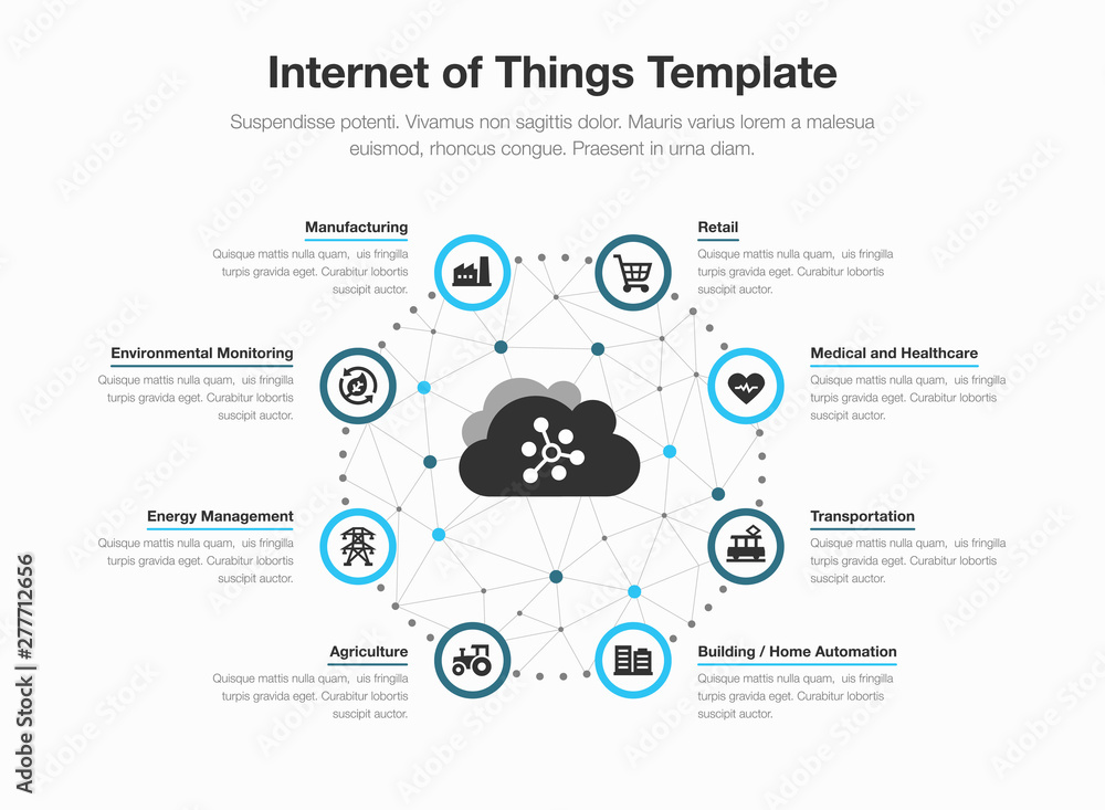 Poster simple vector infographic template for internet of things with icons and place for your content, iso