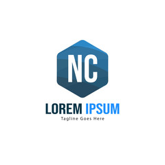 Initial NC logo template with modern frame. Minimalist NC letter logo vector illustration