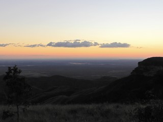 Sunset view of Chapada dos Guimarães, Mato Grosso, Brazil. Great landscape. Travel destination. Vacation travel. 