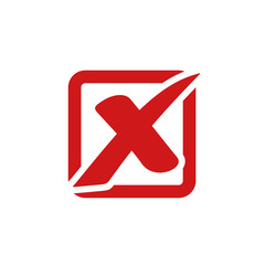 Obraz premium red cross mark icon template color editable. Symbol No or X button for correct, vote, check, not approved, error, wrong and failed decision. vector sign isolated on white background