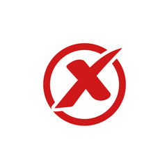 red cross mark icon template color editable. Symbol No or X button for correct, vote, check, not approved, error, wrong and failed decision. vector sign isolated on white background