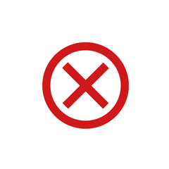 Obraz premium red cross mark icon template color editable. Symbol No or X button for correct, vote, check, not approved, error, wrong and failed decision. vector sign isolated on white background