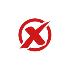 Fototapeta premium red cross mark icon template color editable. Symbol No or X button for correct, vote, check, not approved, error, wrong and failed decision. vector sign isolated on white background