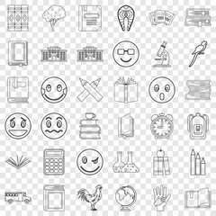 Calculator icons set. Outline style of 36 calculator vector icons for web for any design