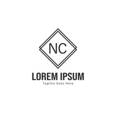 Initial NC logo template with modern frame. Minimalist NC letter logo vector illustration