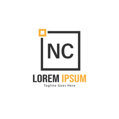 Initial NC logo template with modern frame. Minimalist NC letter logo vector illustration