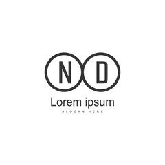 Obraz premium Initial ND logo template with modern frame. Minimalist ND letter logo vector illustration