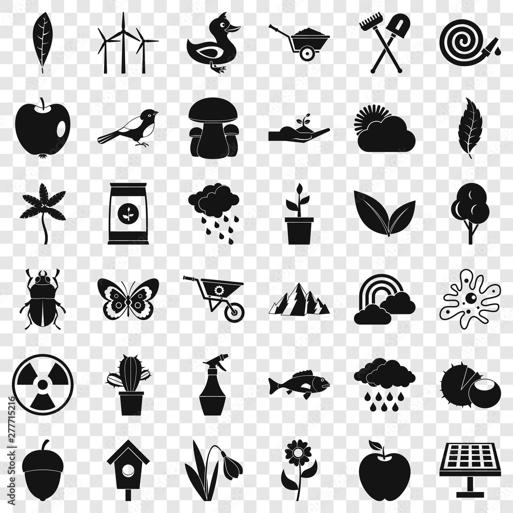 Aufkleber cultivated tool icons set. simple style of 36 cultivated tool vector icons for web for any design
