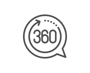 360 degrees line icon. VR simulation sign. Panoramic view symbol. Quality design element. Linear style 360 degrees icon. Editable stroke. Vector