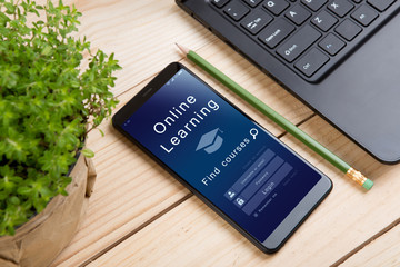 E - learning concept, online education login or registration screen design