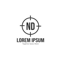 Initial ND logo template with modern frame. Minimalist ND letter logo vector illustration