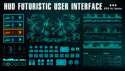 Fototapeta na wymiar Sci-fi futuristic hud dashboard display virtual reality technology screen