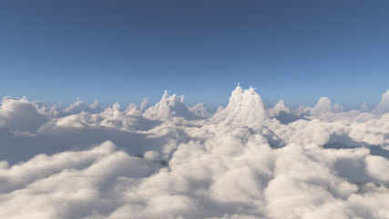 fly above big clouds landscape