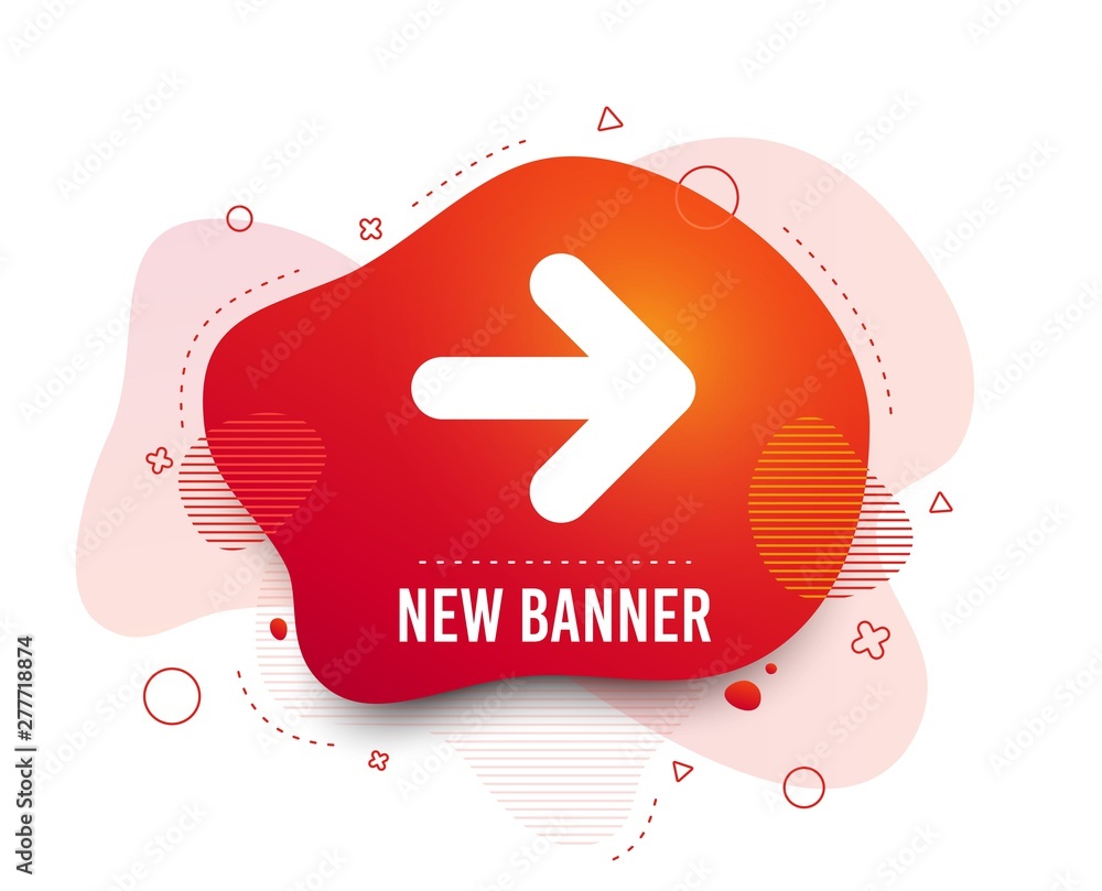 Poster fluid badge. arrow sign icon. next button. navigation symbol. abstract shape. gradient arrow icon. f