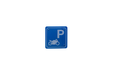 Signs for motorbike parking on white background