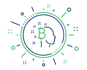 Bitcoin think line icon. Cryptocurrency head sign. Crypto money symbol. Quality design elements. Technology bitcoin think button. Editable stroke. Vector