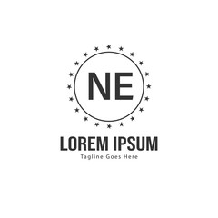 Obraz premium Initial NE logo template with modern frame. Minimalist NE letter logo vector illustration