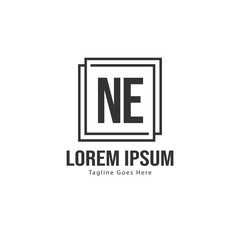 Obraz premium Initial NE logo template with modern frame. Minimalist NE letter logo vector illustration