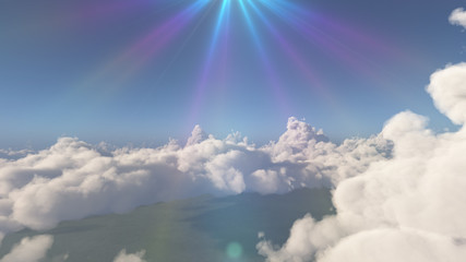 Fototapeta na wymiar fly above big clouds landscape