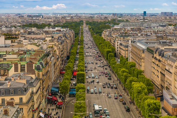Great panoramic aerial view of the Avenue des Champs-Élysées, an avenue in the 8th arrondissement...