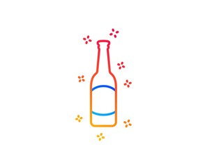Beer bottle line icon. Pub Craft beer sign. Brewery beverage symbol. Gradient design elements. Linear beer icon. Random shapes. Vector