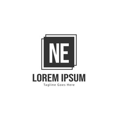 Initial NE logo template with modern frame. Minimalist NE letter logo vector illustration