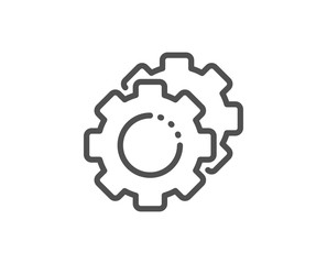 Obraz premium Settings gears line icon. Cogwheel sign. Working process symbol. Quality design element. Linear style settings gears icon. Editable stroke. Vector