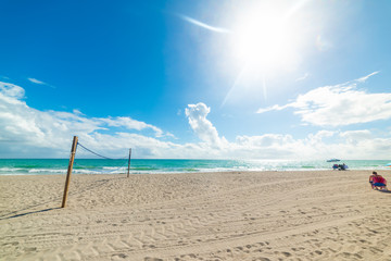 Beach Volley net in Fort Lauderdale shore on a sunny day