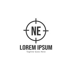 Initial NE logo template with modern frame. Minimalist NE letter logo vector illustration