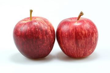 Red apple isolated on white background.