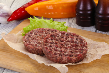 Raw burger cutlet