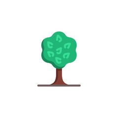 Tree with leaves flat icon, vector sign, Oak tree colorful pictogram isolated on white. Nature symbol, logo illustration. Flat style design